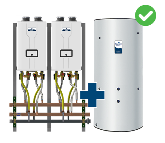 Tankless Water Heater(s) + Storage tank(s) compliant with DOE