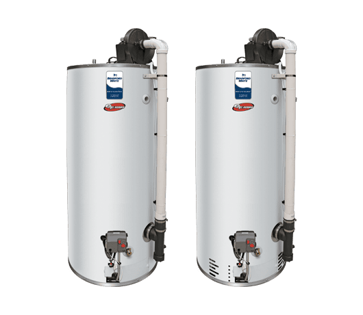 Condensing Power Vent and Power Direct Vent 75 gallon model standing up meets DOE standards.