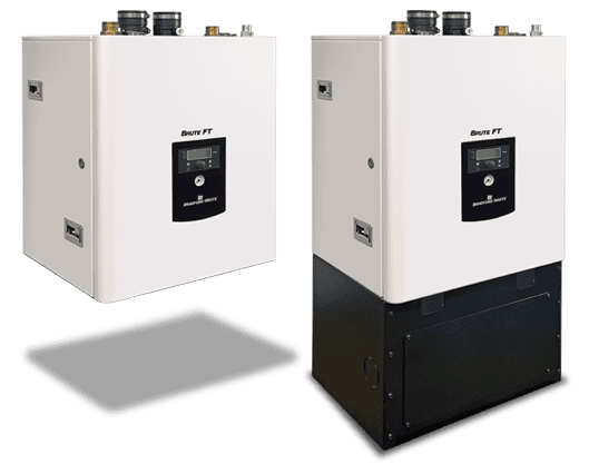 Line up of different 4 different boilers and water heaters